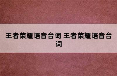 王者荣耀语音台词 王者荣耀语音台词